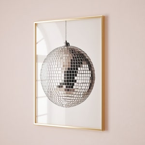 Silver Disco Ball Print, Coquette Wall Art, Dopamine Decor, Beachy Wall Art, Bar Cart Wall Art, Maximalist Wall Art 70s Glamour Style Print