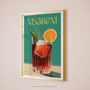 Negroni Cocktail Poster, Negroni Dekor, Negroni Poster, Bar Wandkunst, Cocktail Poster, Bar Warenkorb Kunst, Retro Cocktail Print, Cocktail Wandkunst