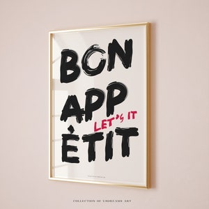 Bon Appetit Poster, Kitchen Poster, Kitchen Wall Art, Bon Appetit French Quote Poster, Bon Appetit Sign, Let's it Poster, Dining Room Prints
