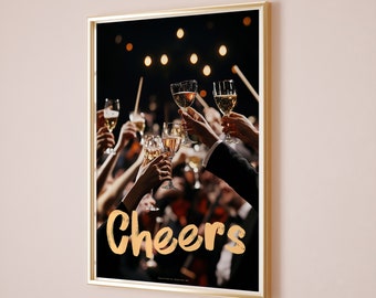 Cheers Poster, Coctail Poster, Cheers Print, Cocktail Prints, Bar Cart Decor, Cheers Wall Art, Cheers Sign, Bar Cart Print, Happy Hour Print