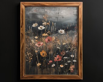 Vintage Moody Floral Print, Dark Academia Botanical Art (Digital Download)