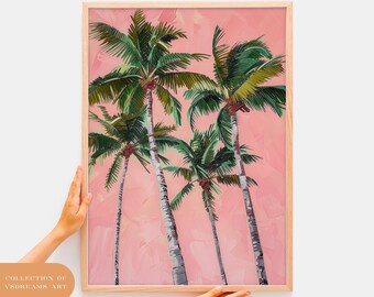 Oil Paint Palm Tree Print, Tropical Coastal Wall Art (Digital Download)