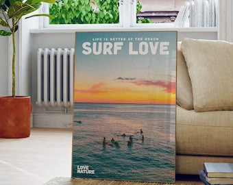 Retro Surf Love Poster, Vintage Beach Print (Digital Download)