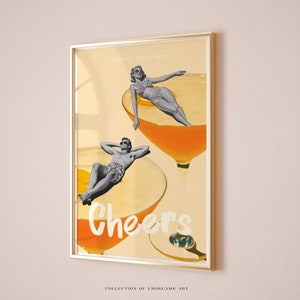 Cheers Poster, Coctail Poster, Cheers Print, Cocktail Prints, Bar Cart Decor, Cheers Wall Art, Cheers Sign, Bar Cart Print, Happy Hour Print