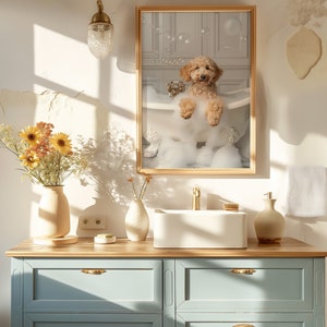 Funny Goldendoodle Bath Poster, Quirky Bathroom Pet Portrait (Digital Download) image 6