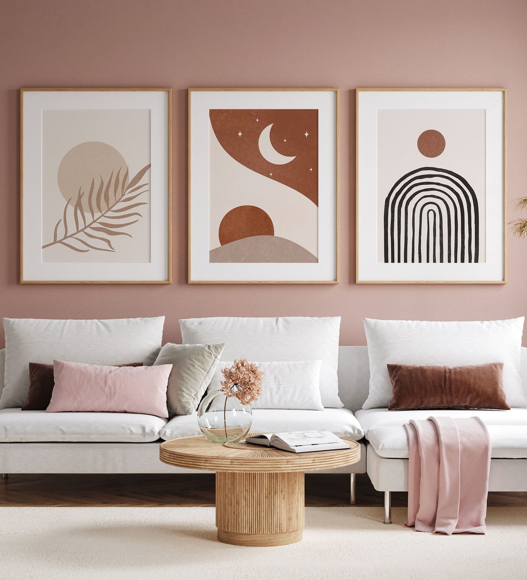Boho Prints Set of 3 Mid Century Modern Wall Art Neutral - Etsy