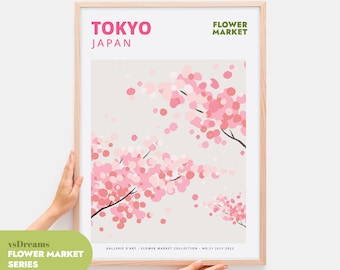 Tokyo Flower Market Print: Sakura Blossom Wall Art (Digital Download)