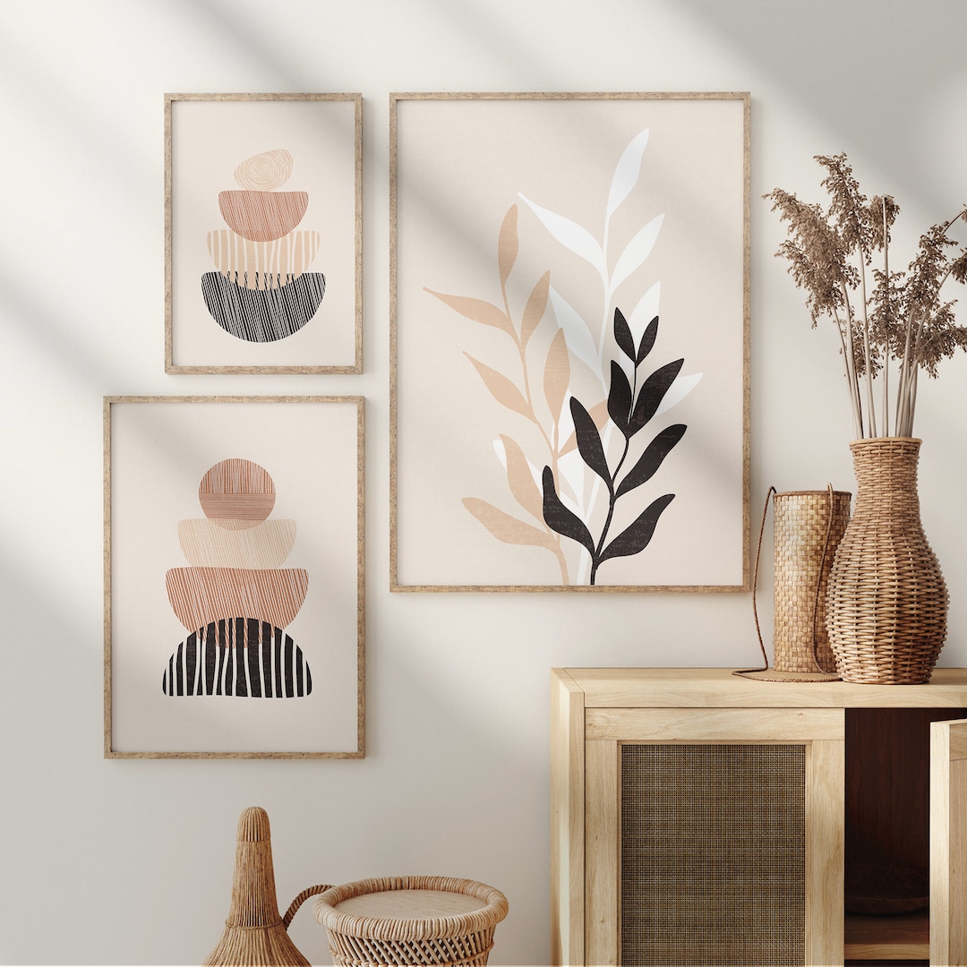 Boho Art Set of 3 Prints, Boho Wall Art, Abstract Gallery Wall Set ...