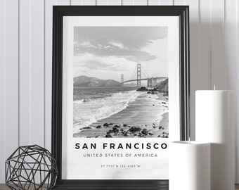 Impresiones del puente Golden Gate, arte mural del Golden Gate, póster del Golden Gate de San Francisco, impresión de EE. UU., arte mural de San Francisco, paisaje de San Francisco
