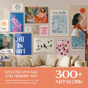 Eclectic Gallery Wall Set - 300 Prints, Vintage & Modern Art, Matisse, Van Gogh, Monet Printable Art Collection Printable Eclectic Print Set