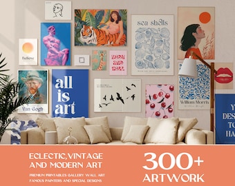 Colección de arte mural de galería ecléctica: más de 300 impresiones vintage y modernas (descarga digital)