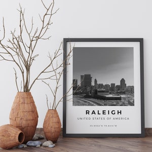 Raleigh Print Black and White Raleigh Poster USA Print Raleigh Wall Art Raleigh Landscape Raleigh Photo Raleigh Prints Poster North Carolina