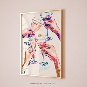 Bar Cart Print, Cheers Print, Cheers Poster, Bar Cart Decor, Retro Kitchen Wall Art, Bar Cart Art, Trendy Wall Art, Coctail Drinks Print