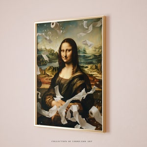面白いバスルームアート、バスルームのモナリザ、トイレの壁アート、ルネッサンス風の絵画、面白いギフト、面白いバスルームのサイン、面白いトイレのポスター
