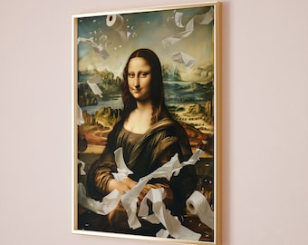 Funny Bathroom Art, Bathroom Monalisa, Toilet Wall Art, Altered Renaissance Painting, Funny Gift, Funny Bathroom Signs, Funny Toilet Poster