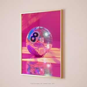 Disco Ball Print, 8 Pool Ball Print, Lucky 8 Ball Wall Art, Coquette Wall Art, Dopamine Decor, Bar Cart Wall Art, Billiard Prints Preppy Art