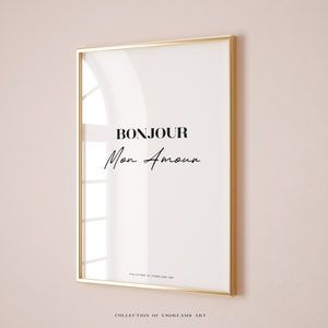 Bonjour Wall Art, Bonjour Art Print, French Wall Art, French Love Poster, Bonjour Poster French Printable Wall Art, Modern Romantic Wall Art