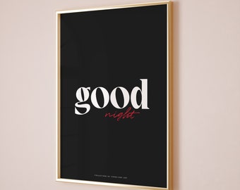 Good Night Poster, Good Night Wall Art, Over The Bed Sign, Bedroom Prints Above Bed Print, Couple Wall Art, Bedroom Poster, Above Bed Signs