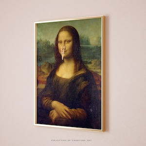 Funny Bathroom Art, Bathroom Monalisa, Toilet Wall Art, Funny Gift, Funny Bathroom Signs, Humor Bathroom Vintage Art, Mona Lisa Clothespin