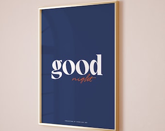 Good Night Poster, Good Night Wall Art, Over The Bed Sign, Bedroom Prints Above Bed Print, Couple Wall Art, Bedroom Poster, Above Bed Signs