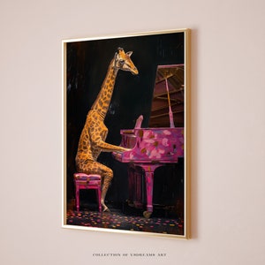 Music Poster, Giraffe Prints, Piano Prints, Concert Prints, Orchestra Art, Musical Instruments, Dopamine Decor Bar Cart Print Coquette Decor