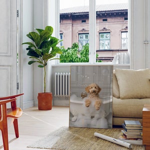Funny Goldendoodle Bath Poster, Quirky Bathroom Pet Portrait (Digital Download) image 3
