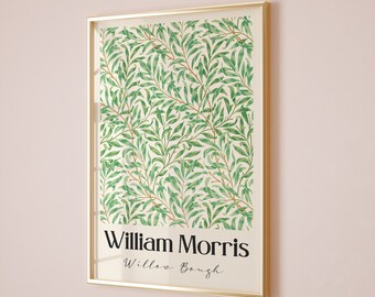 Arte mural de William Morris, póster verde de William Morris, impresión de exposición, decoración moderna del hogar, arte floral con estampado floral, impresión artística de rama de sauce