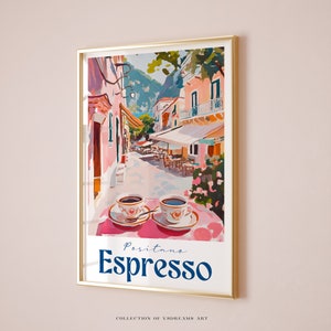 Espresso Poster, Bar Cart Decor, Italian Espresso Print, Retro Coffee Print, Coffee Shop Poster, Coffee House Posters Positano Coffee Poster