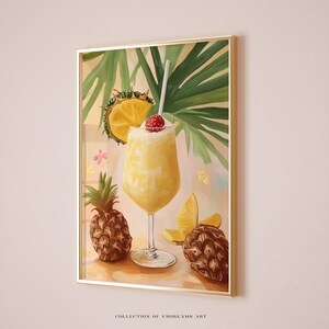 Pina Colada Cocktail Poster, Bar Cart Decor, Bar Cart Print, Bar Cart Art,  Drinks Print, Alcohol Prints Classic Cocktails Pina Colada Print