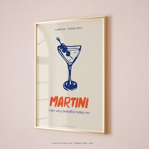 Martini Poster, Bar Cart Decor, Martini Print, Bar Cart Print, Bar Cart Art, Alcohol Prints, Classic Cocktails, Martini Signature Drink Sign
