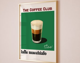 Latte Macchiato Poster, Bar Cart Decor, Italian Coffee Print, Coffee Print Coffee Shop Poster Coffee House Posters Coffee Poster Latte Print