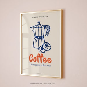 Coffee Poster, Bar Cart Decor, Bar Cart Art, Coffee Print, Coffee Shop Poster, Coffee House Posters, Moka Pot, Kitchen Decor, Coffee Gift