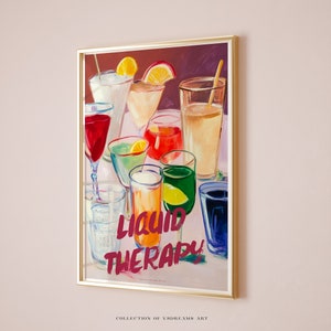 Liquid Therapy, Coctail Poster, Cheers Print, Cocktail Prints, Bar Cart Decor, Bar Cart Print, Bar Cart Art, Drinks Print, Alcohol Poster