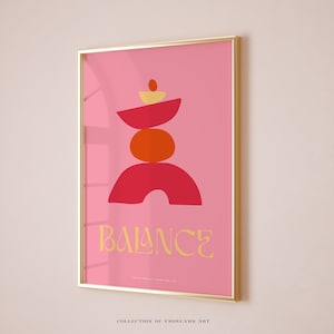 Balancing Stones Art Print, Pink Balance Wall Art, Motivational Print, Mindfulness Wall Art, Positive Affirmation Poster, Printable Balance
