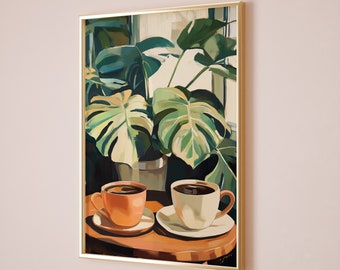 Retro Coffee Print, Italian Cafe Art, Kitchen Decor (Digital Download)