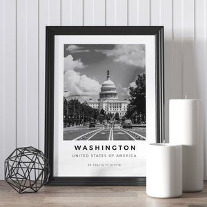 Washington Print Black and White, Washington, USA Print Washington Wall Art, Washington Landscape, Washington Prints, Washington Photo Print