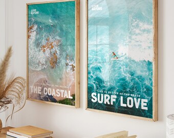 Coastal Surf Poster Set, Beach Wall Art (Digital Download)