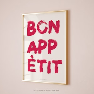 Bon Appetit Poster, Kitchen Poster, Kitchen Wall Art, Bon Appetit French Quote Poster, Bon Appetit Sign, Dining Room Prints Typography Print