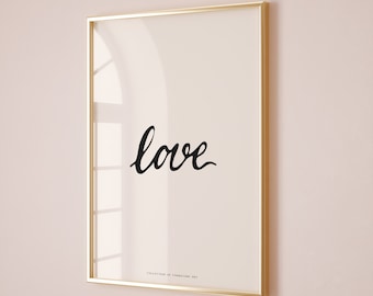 Liebe Wandkunst, Liebe Print, Liebe Wand Kunst Dekor, Geschenk für Liebhaber, Beige Schwarz Liebe Print, Geschenk für ihn, Geschenk für sie, Liebe Wort Print Liebe Text