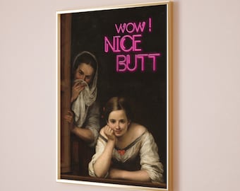 Funny Bathroom Print, Toilet Wall Art, Funny Bathroom Signs, Bathroom Vintage Art, Nice Butt Fun Toilet Poster Print, Prank Gift,