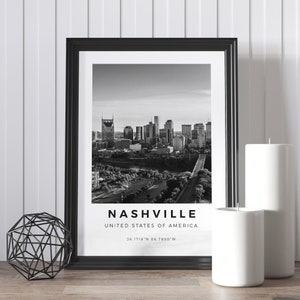 Nashville Print Black and White Nashville Poster, USA Print, Nashville Wall Art, Nashville Landscape, Nashville Photo Prints, Tennessee