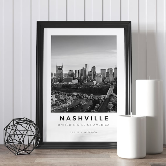 Nashville Print Black and White Nashville Poster, USA Print, Nashville Wall Art, Nashville Landscape, Nashville Photo Prints, Tennessee