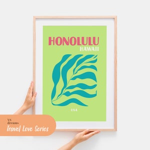Honolulu Print, Travel Prints, Hawaii Print, Ocean Print, Tropical Prints, Summer Print, Retro Prints, Hawaii Wall Art Poster, Hawaii Gift