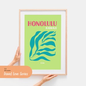 Honolulu Druck, Reisedrucke, Hawaii Druck, Ozean Druck, Tropische Drucke, Sommer Druck, Retro Drucke, Hawaii Wand Kunst Poster, Hawaii Geschenk