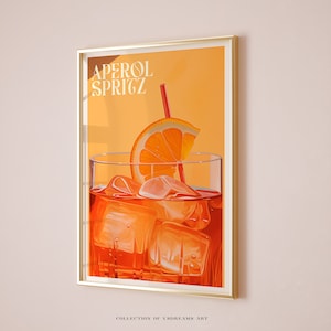 Aperol Spritz Poster, Aperol Spritz Coctail, Aperol Spritz Print, Cocktail Poster, Bar Cart Decor, Kitchen Poster Bar Cart Art Aperol Poster