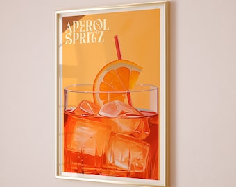 Aperol Spritz Poster, Aperol Spritz Coctail, Aperol Spritz Print, Cocktail Poster, Bar Cart Decor, Kitchen Poster Bar Cart Art Aperol Poster