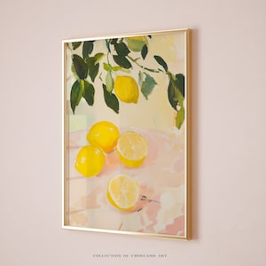 Lemon Print, Fruit Art, Retro Food Art, Kitchen Decor, Food Illustration Art, Dining Room Artwork Kitchen Wall Decor Kitchen Apartment Decor