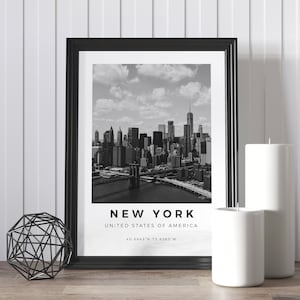 New York Print Black and White New York Poster, USA Print, New York Wall Art, New York Landscape, New York Photo Prints, New York Aerial