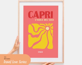 Capri Italy Print: Retro Travel Poster (Digital Download)