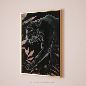 Panther Wall Art, Black Panther Poster, Cat Lover Gift, Jaguar illustration, Oil Paint Panther Wall Art, Panther illustration, Animal Poster